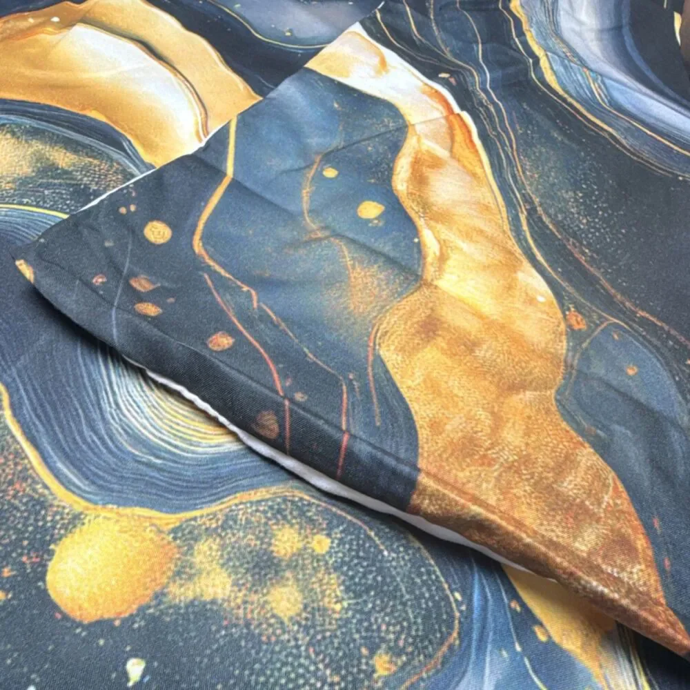 Pillowcases (4)Abstract Black Gold Blue Duvet Cover Polyester Modern Zip Closure